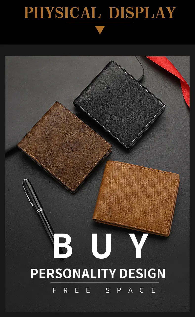 (Wholesale), men's short retro wallet for students, with your logo imprint, (Physicals) — chobi 18