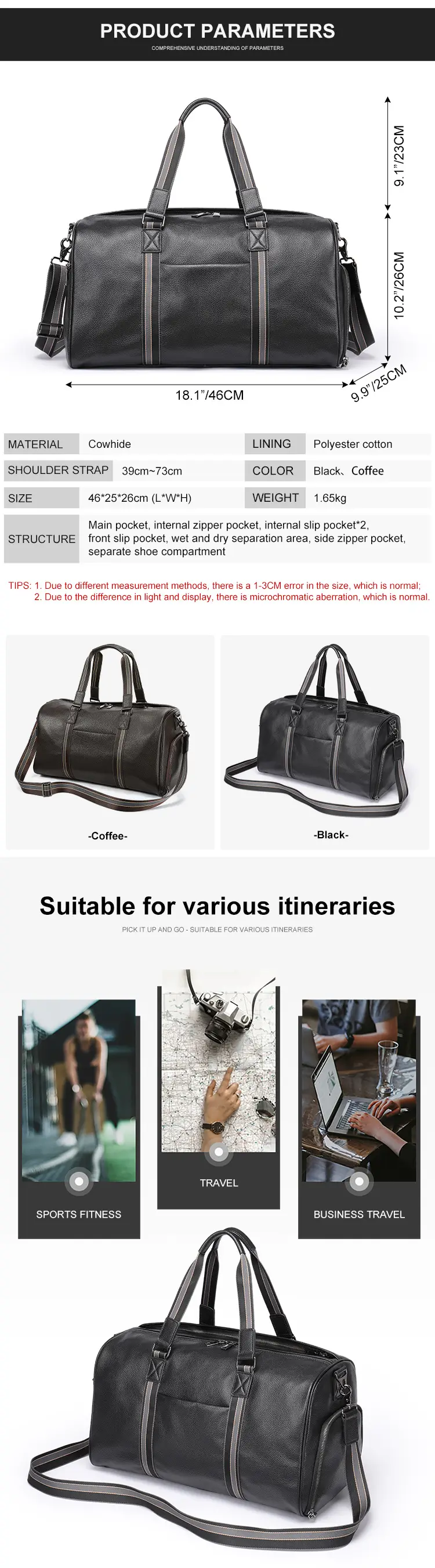 (Wholesale), universal travel bag wet and dry separation, one-shoulder bag one shoulder, genuine leather — chobi 10