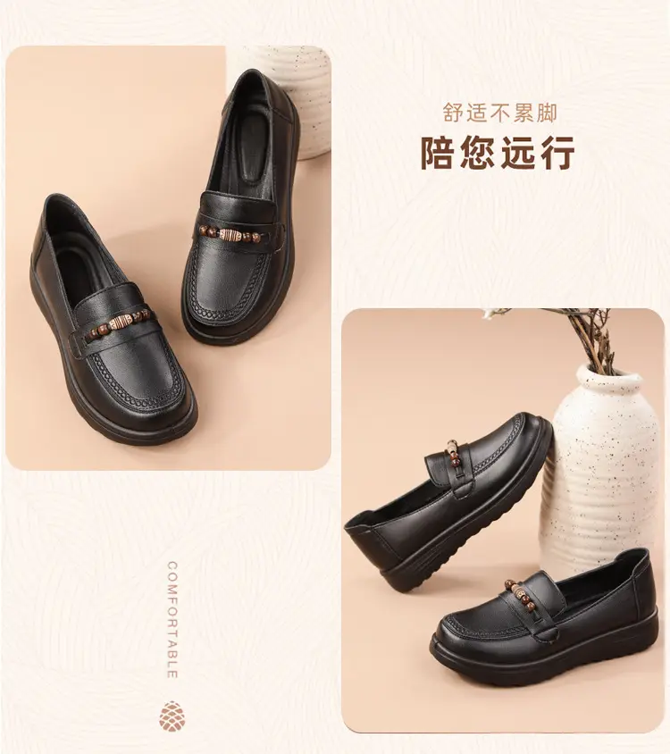 Loafers made of soft leather platform, retro “mom shoes”, shoes flat, Collection Year 2026, soft sole, easy to put on — chobi 20