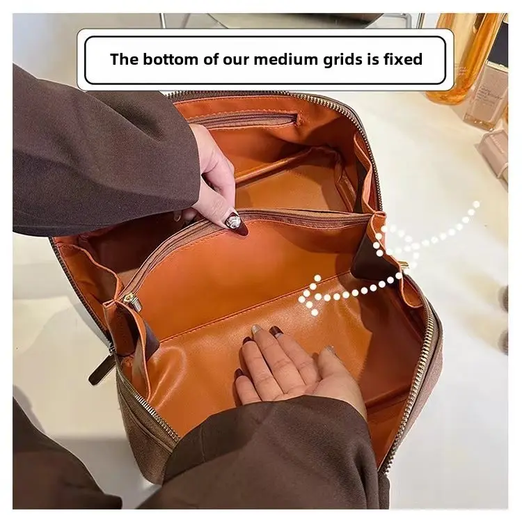 (Cross-border trading), capacious cosmetic bag for traveling, solid color retro organizer bag, city style — chobi 4