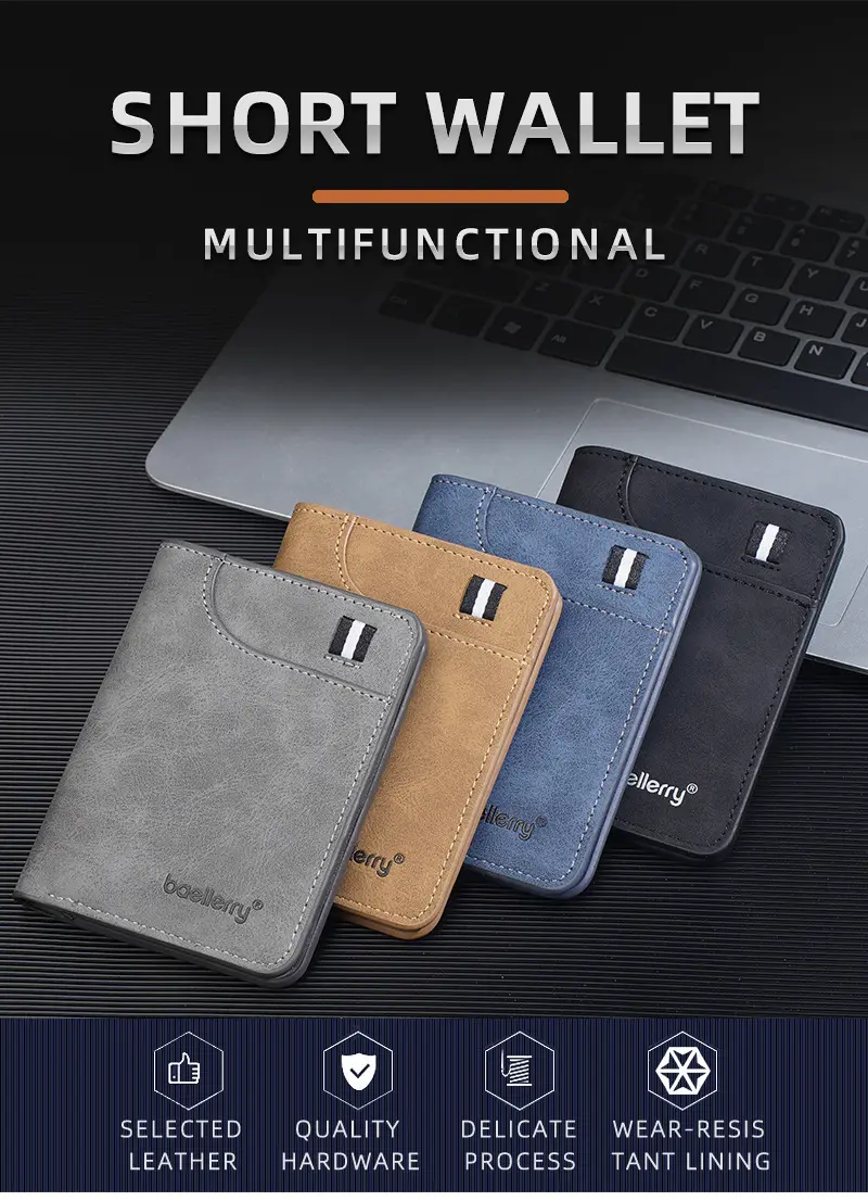Ultra thin short small wallet, suede card holder for students — chobi 1