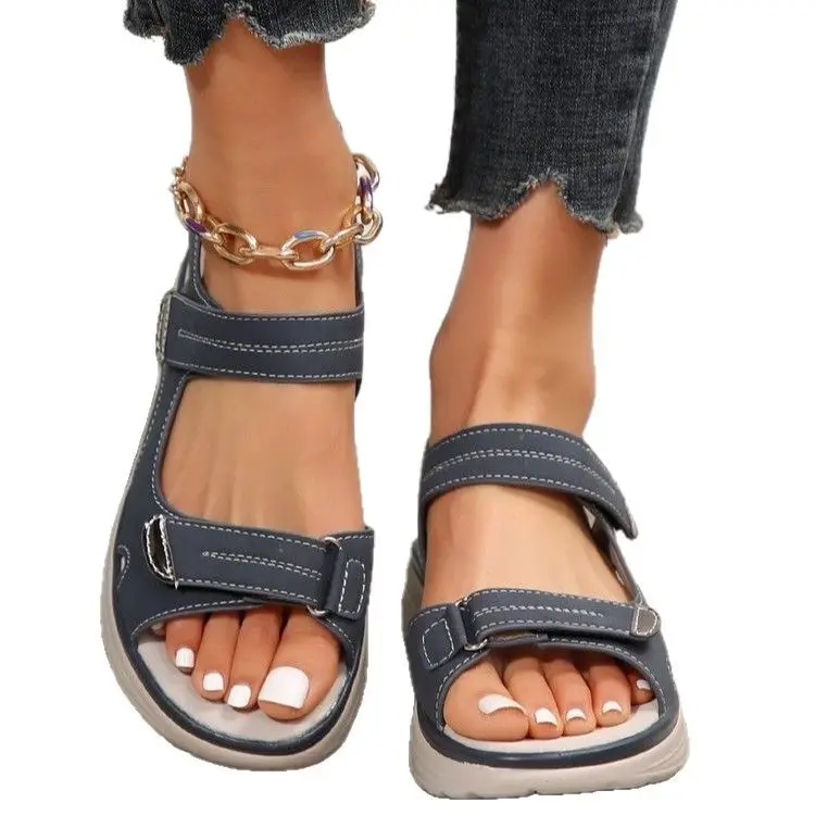 Fashionable summer sports sandals, lightweight slippers wedge heel, beach sneakers with velcro, Collection Year 2025 — chobi 8