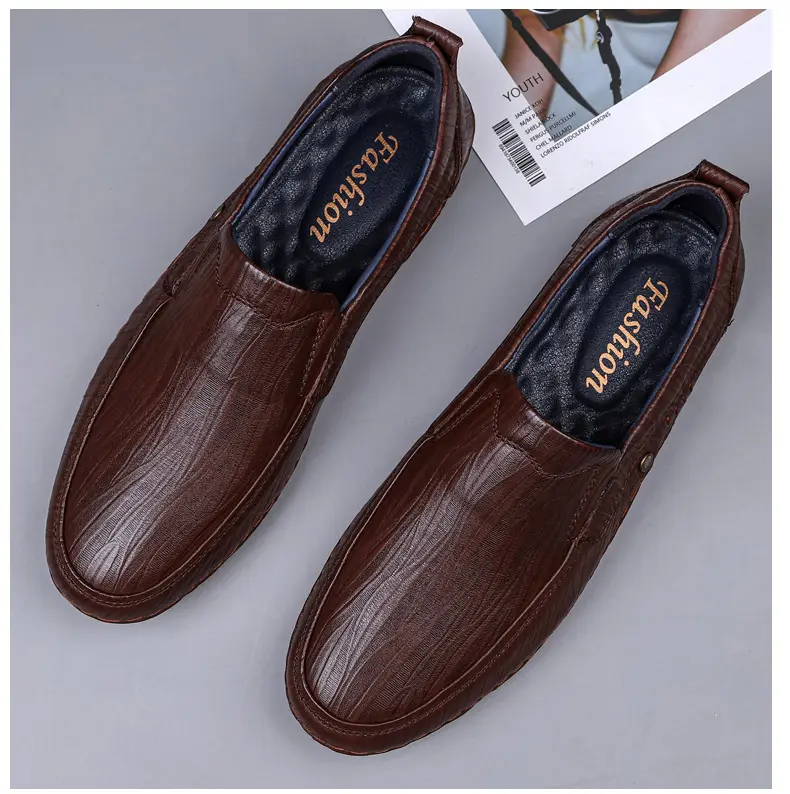 Men's autumn casual leather shoes platform, loafers, plus size, soft sole, cowhide — chobi 15