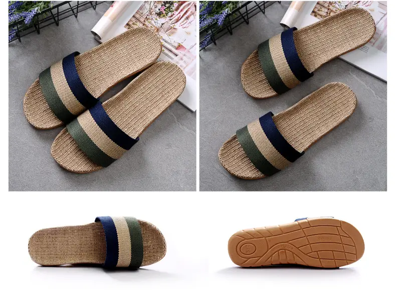 Non-slip summer men's slippers platform for men and women, for beloved, cotton and linen — chobi 10