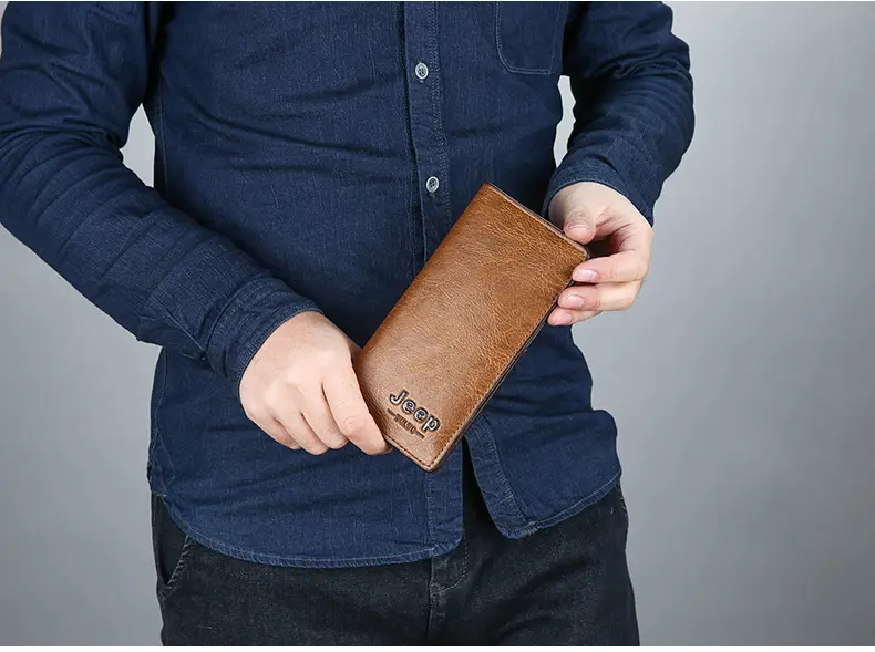(Cross-border trading), jeep, men's long wallet, card holder, retro solid color bag — chobi 23