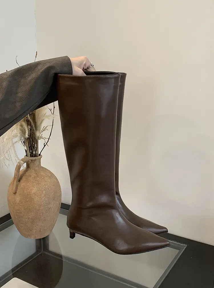 Demi-season fashionable solid color high boots pointed-toe — chobi 7