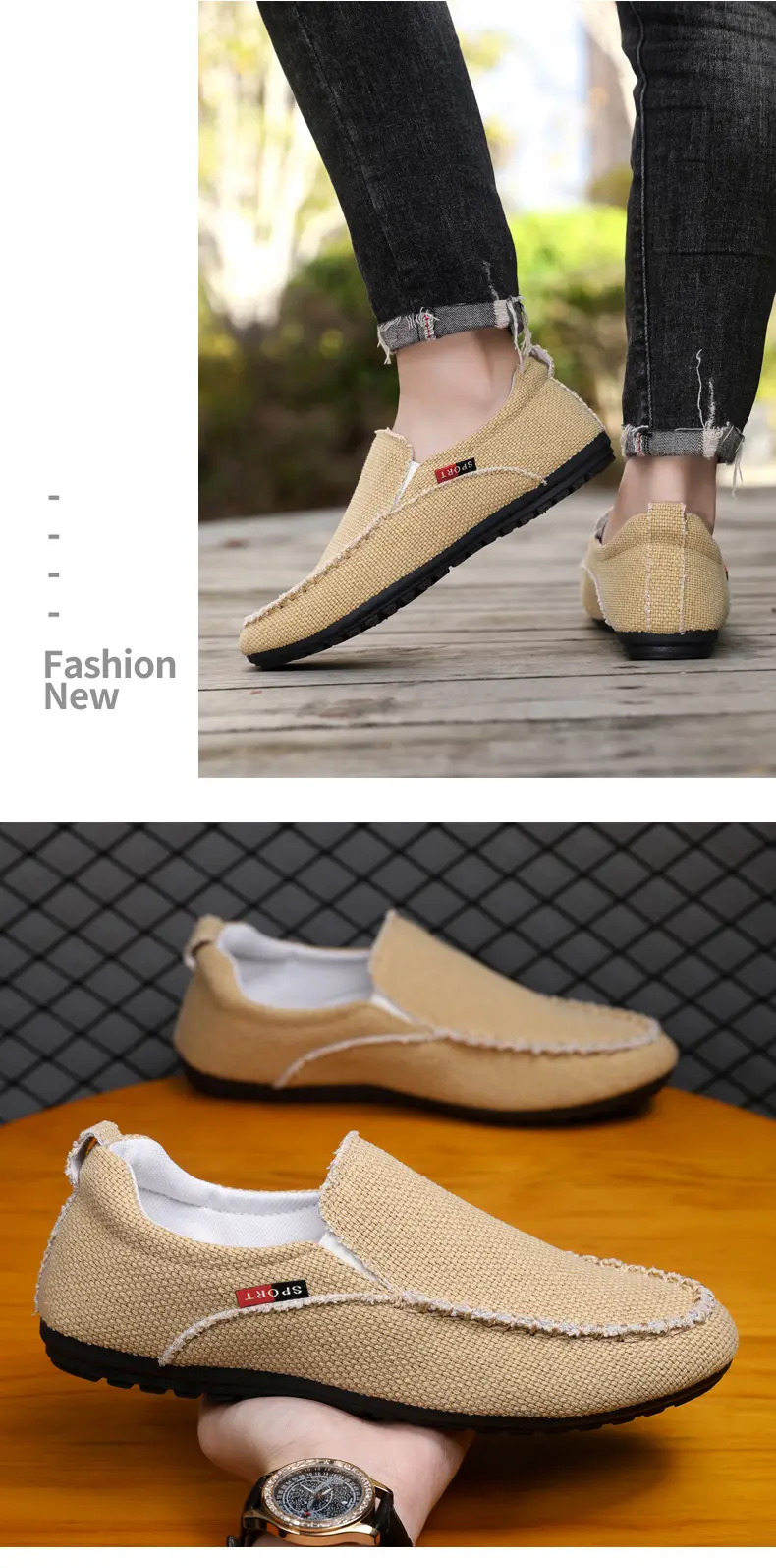 Breathable shoes, men's espadrilles, casual footwear, loafers, non-slip sole, easy to put on, plus size — chobi 14