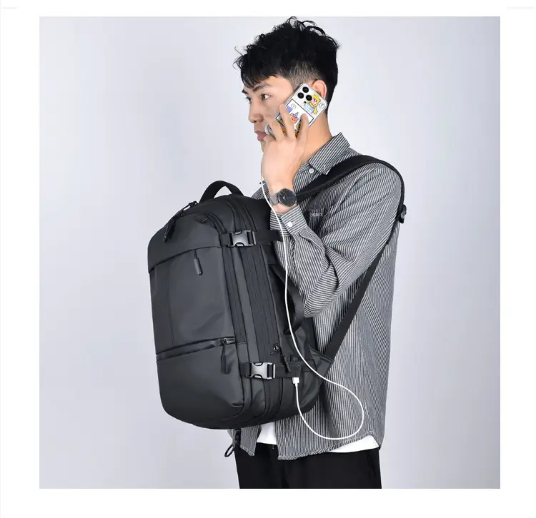 Men's capacious backpack, suitcase for traveling, equipment bag, shoulder bag, laptop, business version, 17 inch — chobi 37