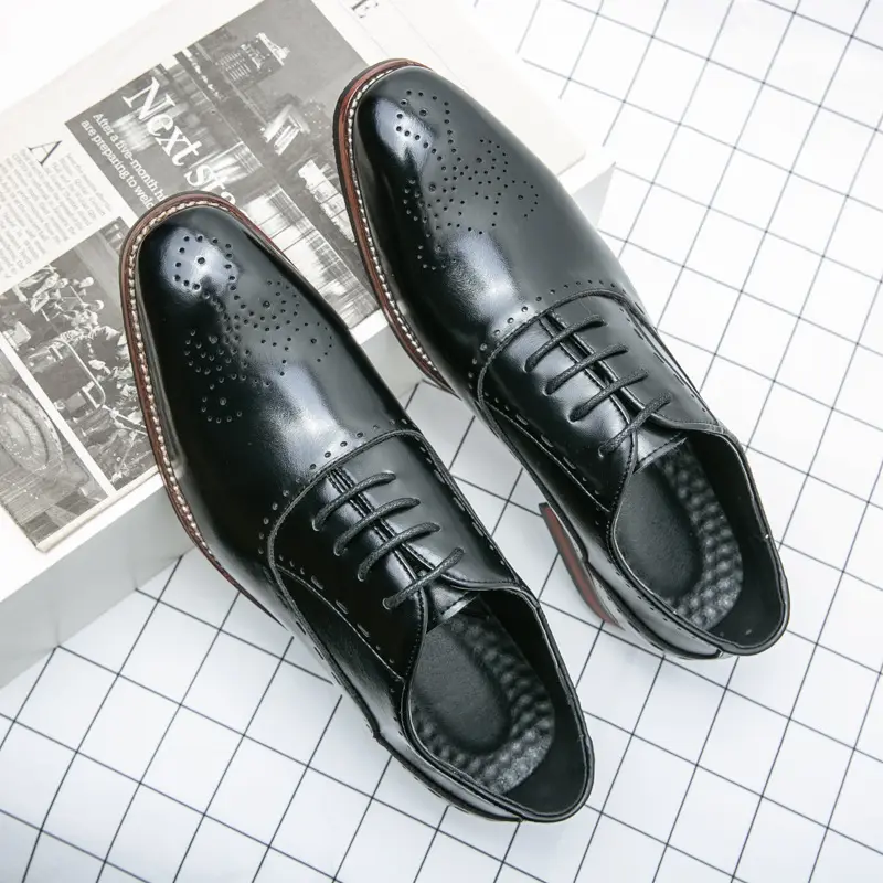 Men's classic suit jacket pointed-toe, wedding shoes platform, Korean style — chobi 4
