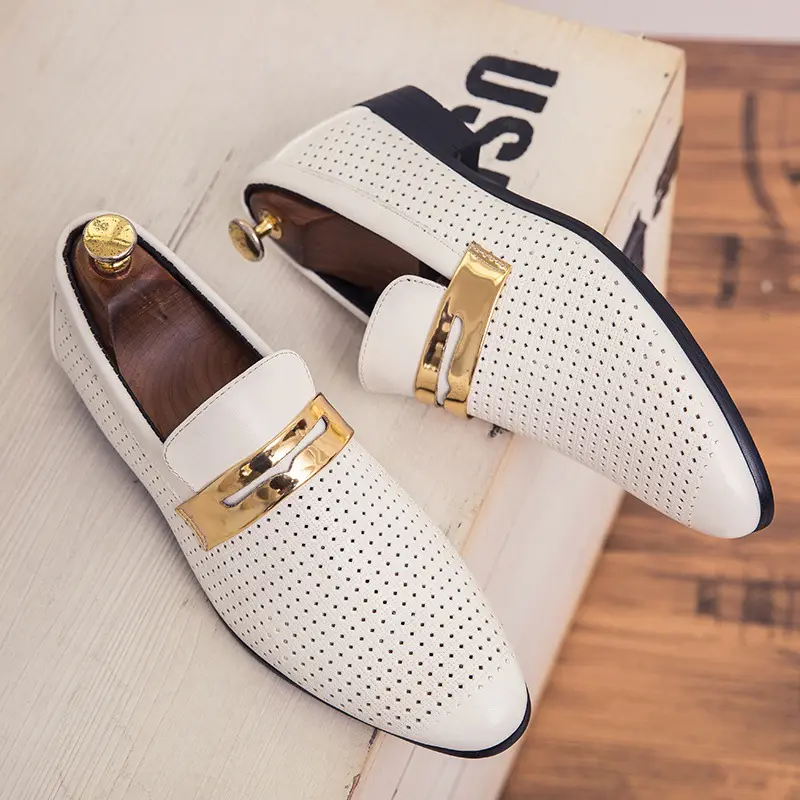 Men's white summer breathable shoes, height increasing, Korean style — chobi 1