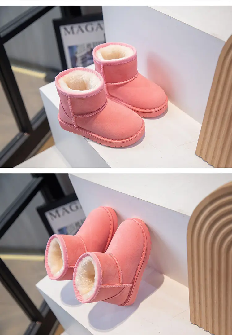 Children's winter set for men and women, slip-ons, suede insulated keep warm low boots, for teenagers — chobi 14