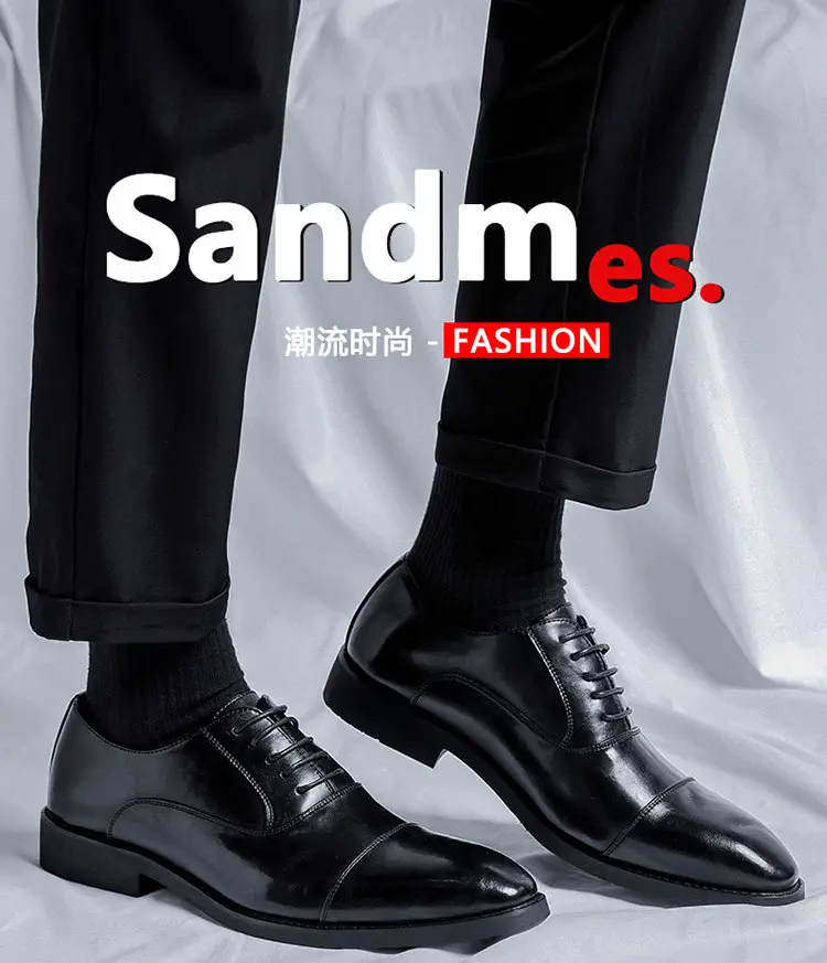 Three-knot men's leather shoes business casual dress men's shoes British supers shoes male groom wedding shoes 8038-r — chobi 1