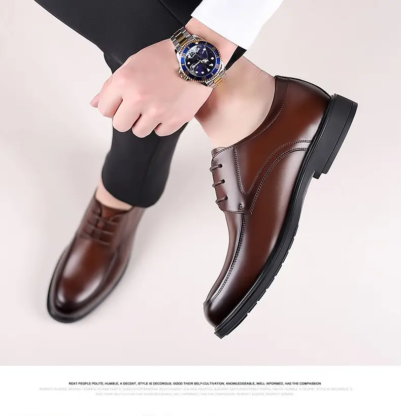 Classic suit jacket, men's autumn casual footwear, wedding shoes English style, genuine leather, soft sole — chobi 22