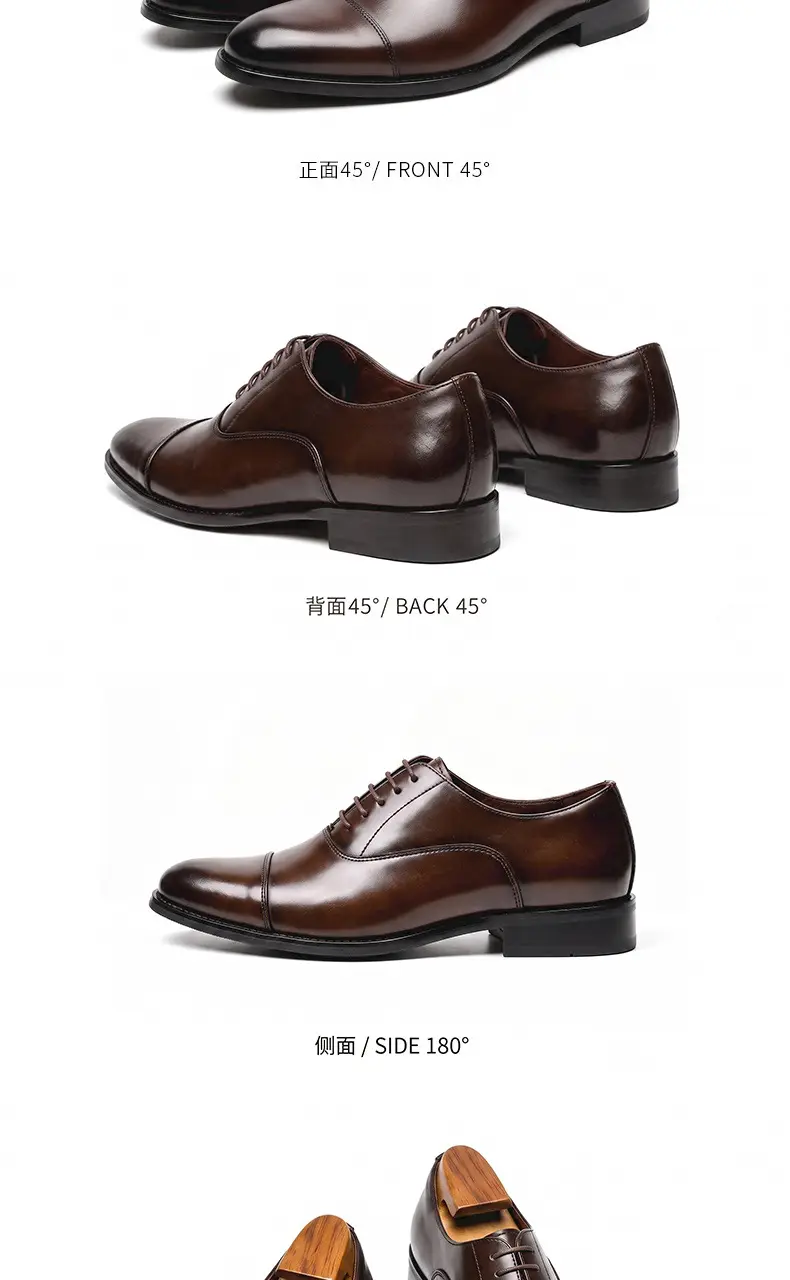 Men's shoes with hidden heel English style, genuine leather, British style — chobi 15