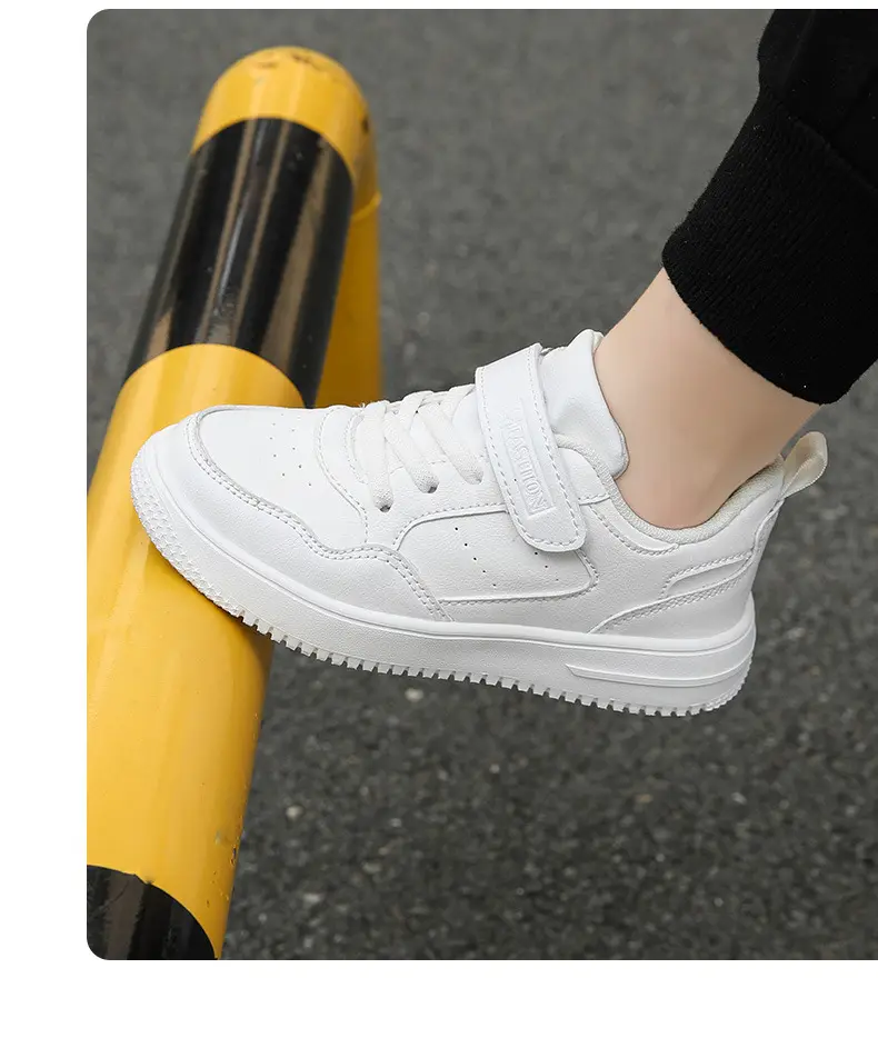 Children's white white sneakers for boys, white shoes for students — chobi 16