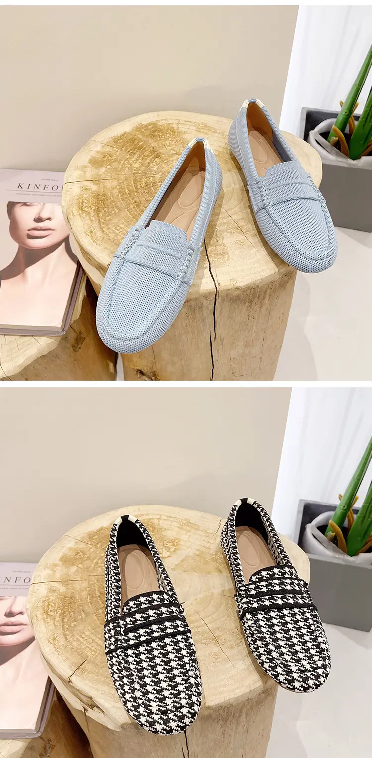 (Cross-border trading), knitted woven shoes, casual loafers, Collection Year 2025, round toe, non-slip sole — chobi 32
