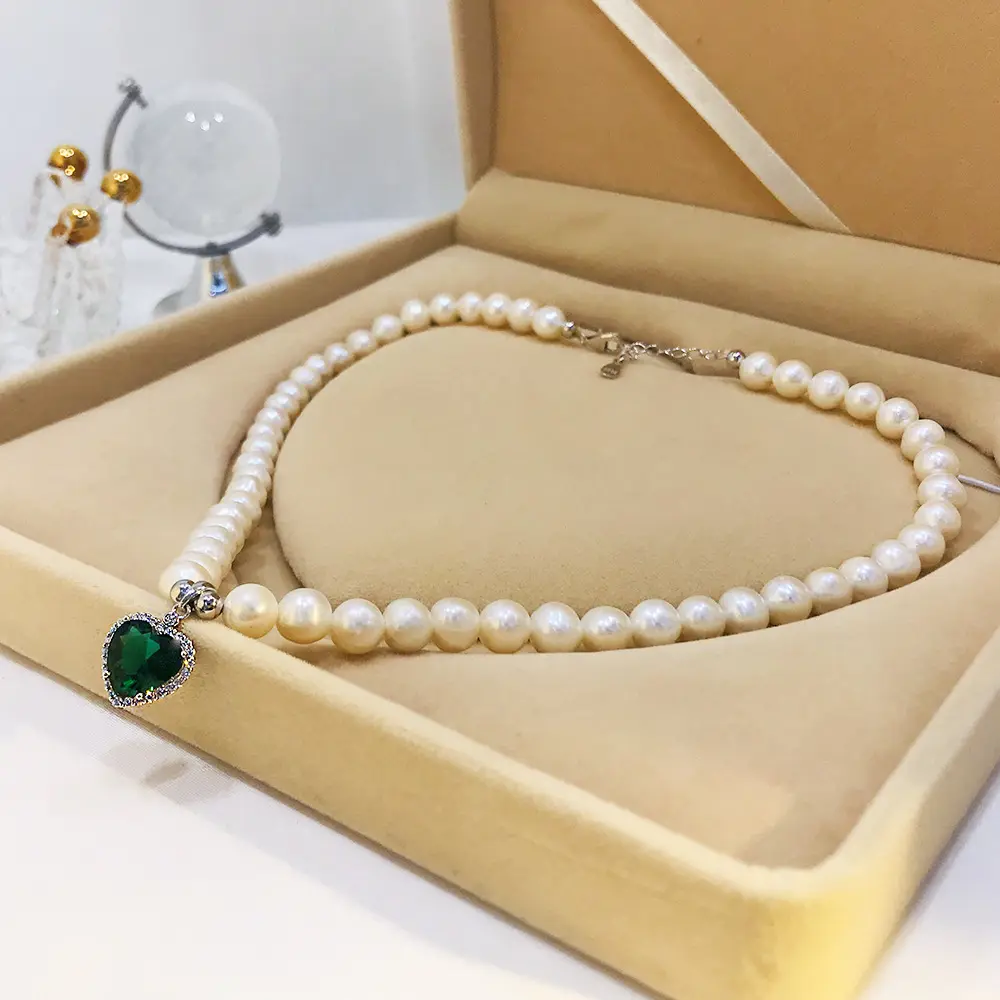 Organic accessory, necklace from pearl, chain, set for mother's day, silver 925 sample, Birthday gift — chobi 24