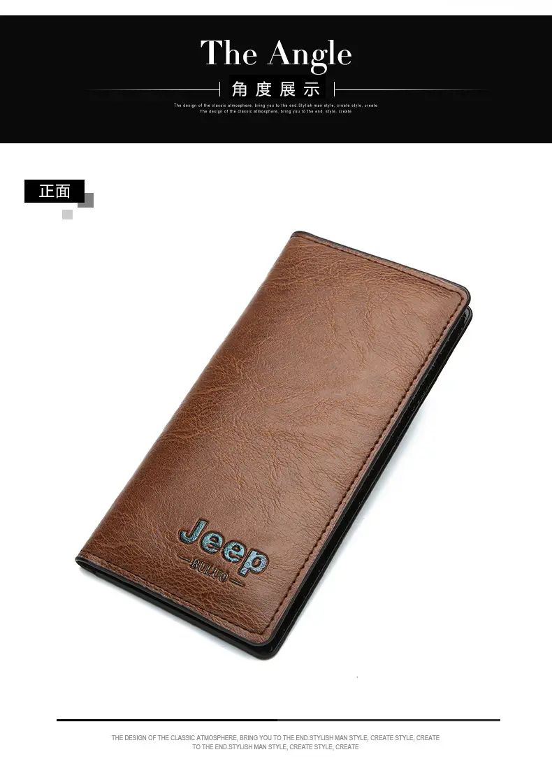 (Cross-border trading), jeep, men's long wallet, card holder, retro solid color bag — chobi 11