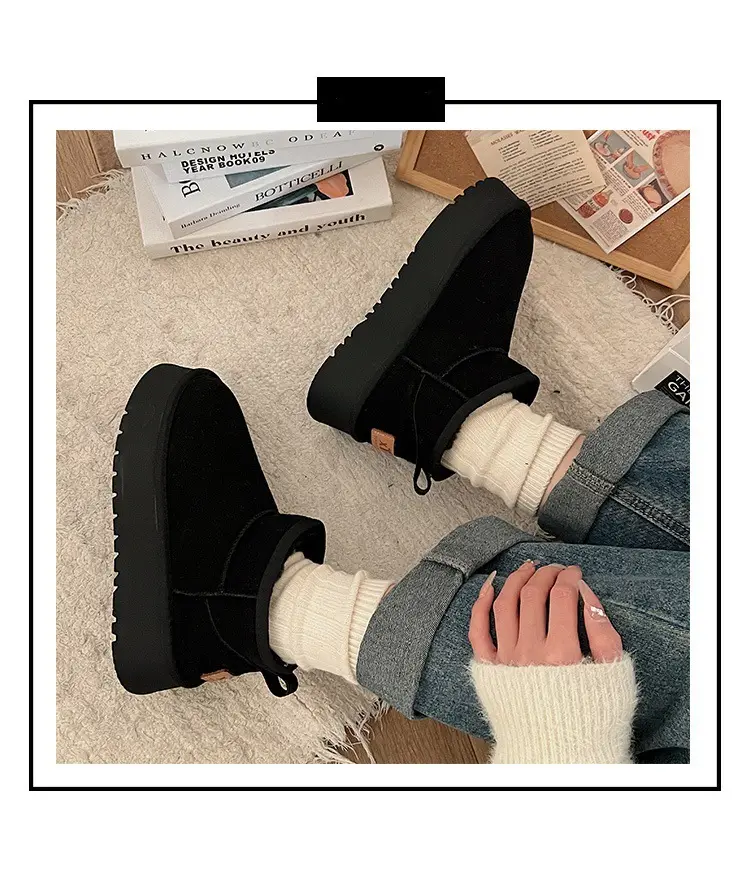 Bread shoes snow boots for women 2026 new popular winter velvet women's shoes thick sole waterproof anti-slip warm cotton shoes — chobi 10