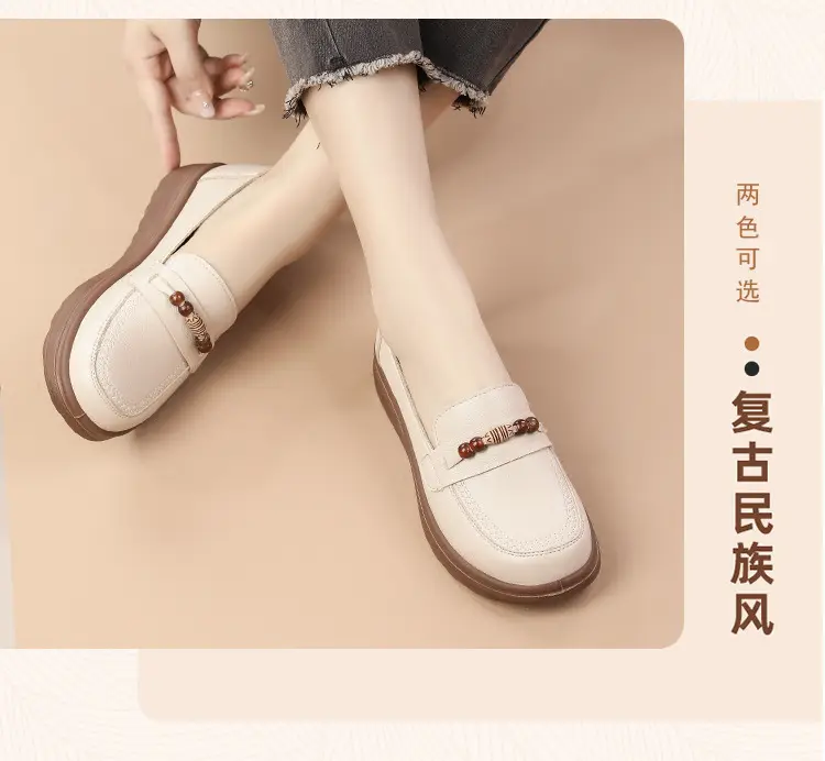 Loafers made of soft leather platform, retro “mom shoes”, shoes flat, Collection Year 2026, soft sole, easy to put on — chobi 10