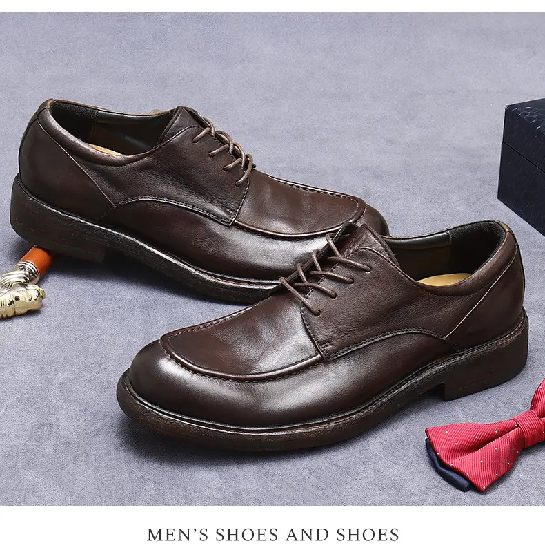 [vip spot] Light luxury Goodyear handmade shoes men's shoes cowhide leather sole genuine leather trendy business shoes British style — chobi 5