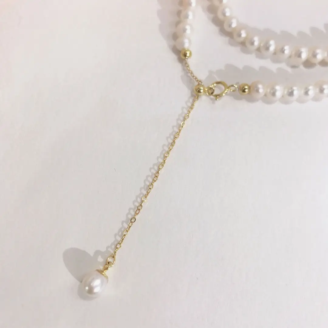 Organic accessory, necklace from pearl, chain, set for mother's day, silver 925 sample, Birthday gift — chobi 4