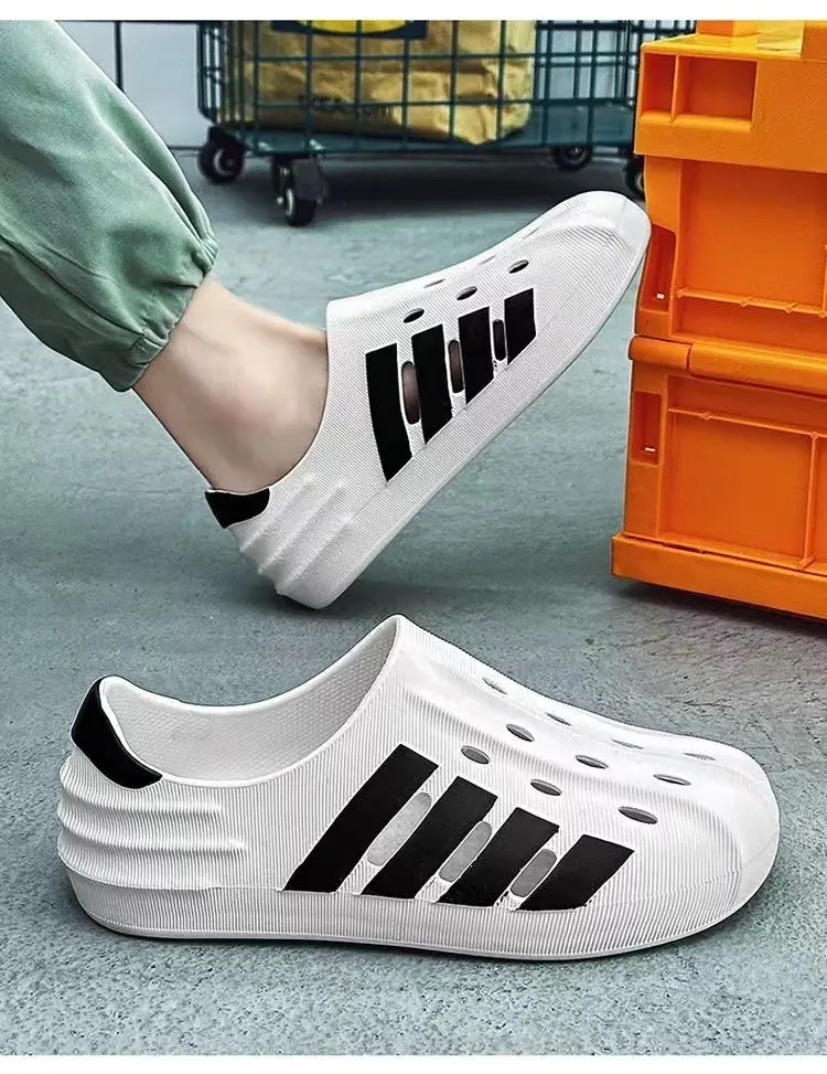 (Wholesale), ultra-soft summer Crocs-style slippers, beach sports sandals, suitable for outdoor wear, can be worn in two ways, closed toe, plus size — chobi 11