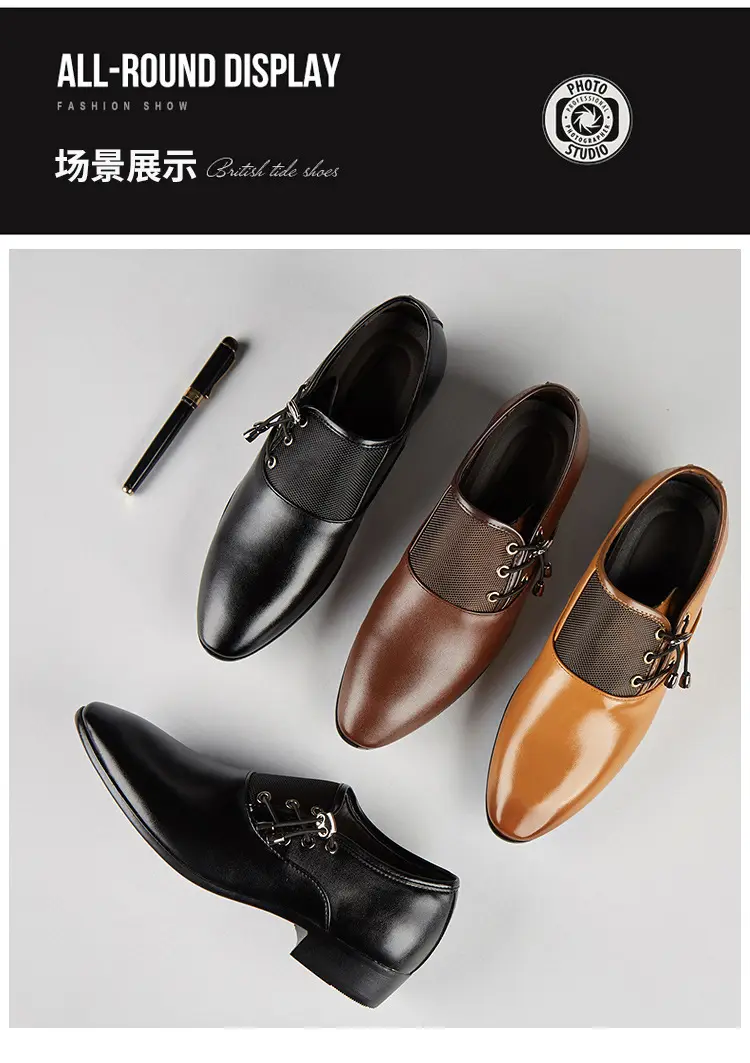 Men's classic suit jacket, universal wedding shoes, black casual footwear for leisure, plus size, dropshipping available — chobi 16