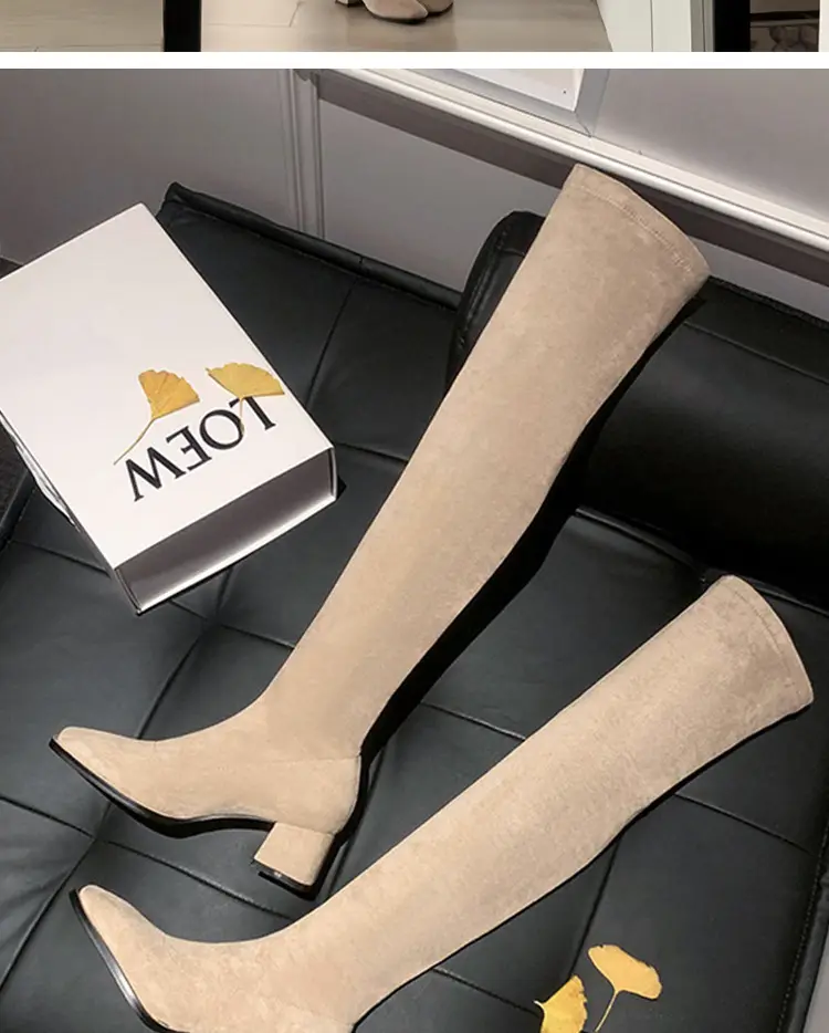 Demi-season suede elastic fashionable high boots heels, Collection Year 2025 — chobi 10