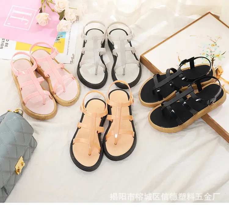 (Wholesale), summer women's slippers PVC flat, trend casual sandals — chobi 24