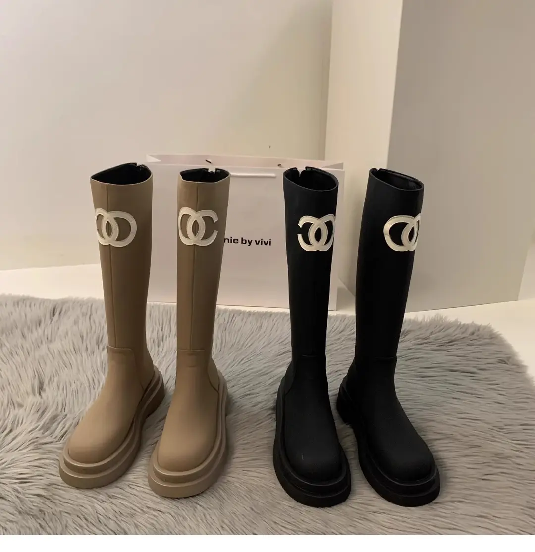 Autumn high boots platform, trend of season, Chanel style, for teenagers — chobi 9