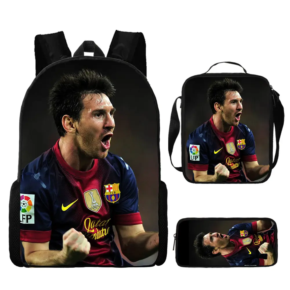 (Cross-border trading), football backpack, set, cartoon school bag, 3 piece set — chobi 14