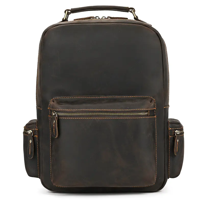 Leather backpack, men's capacious travel bag, one-shoulder bag — chobi 10