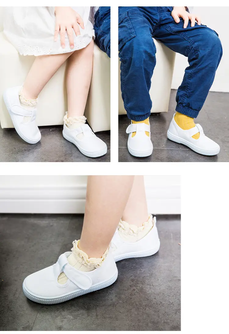 (Wholesale), children's espadrilles for early age, white white sneakers, cloth white shoes for students — chobi 18