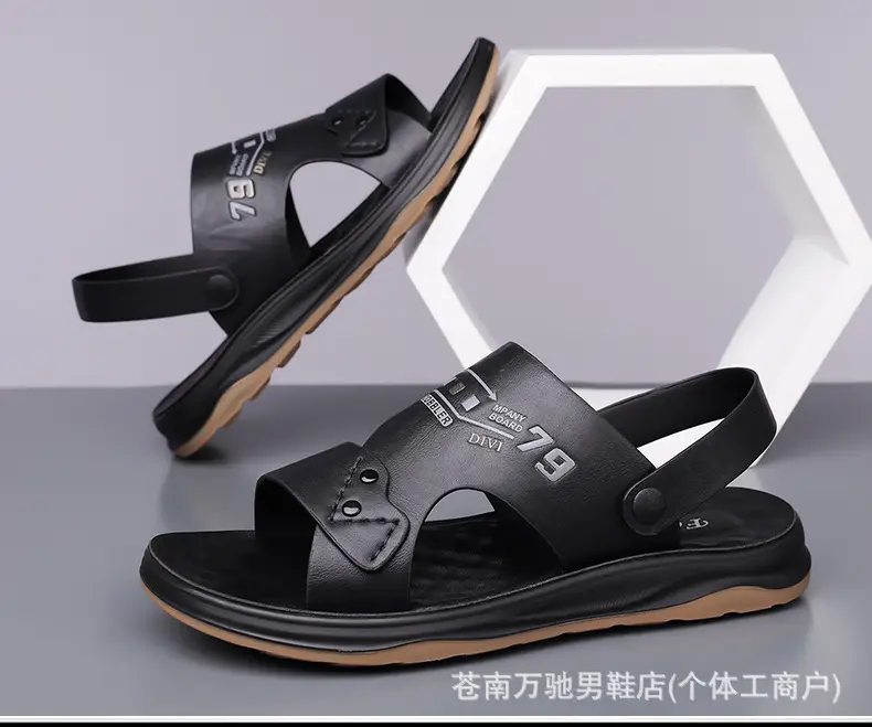 (Wholesale), breathable sandals, summer wear-resistant beach footwear for leisure, non-slip slippers, genuine leather — chobi 7