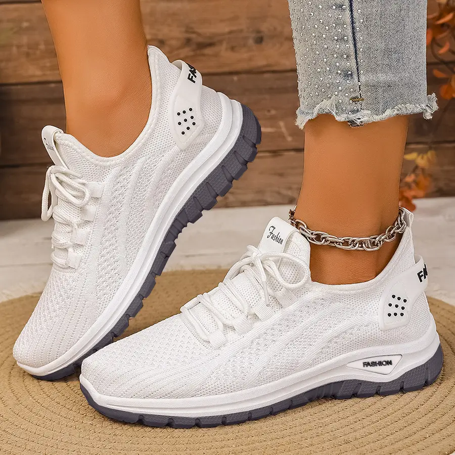 Women's shoes new style casual sports comfortable soft sole cross-border large size fly knit shoes versatile casual spring and autumn — chobi 4