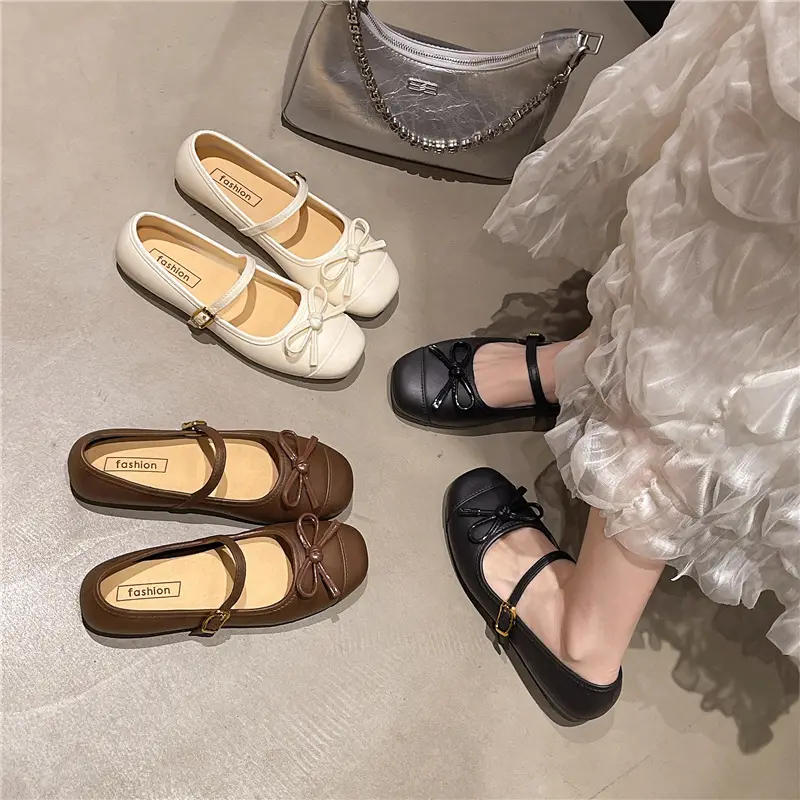 Summer breathable fashionable Mary Jane shoes with bow, french style, high-quality style, women's style, 2026 years — chobi 2