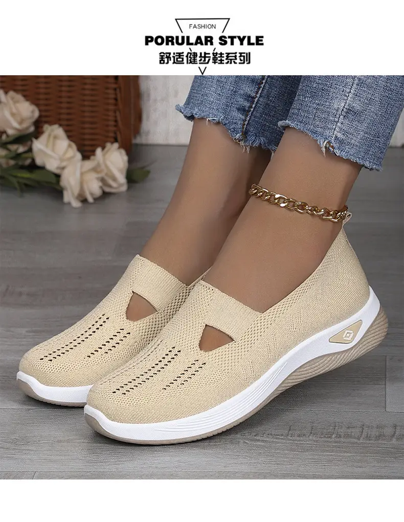 (Cross-border trading), breathable lightweight casual footwear, comfortable shoes made of mesh low-cut, plus size, made with flyknit technology, women — chobi 14