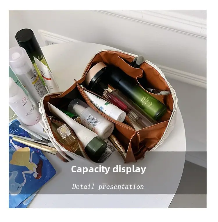 (Cross-border trading), capacious cosmetic bag for traveling, solid color retro organizer bag, city style — chobi 17