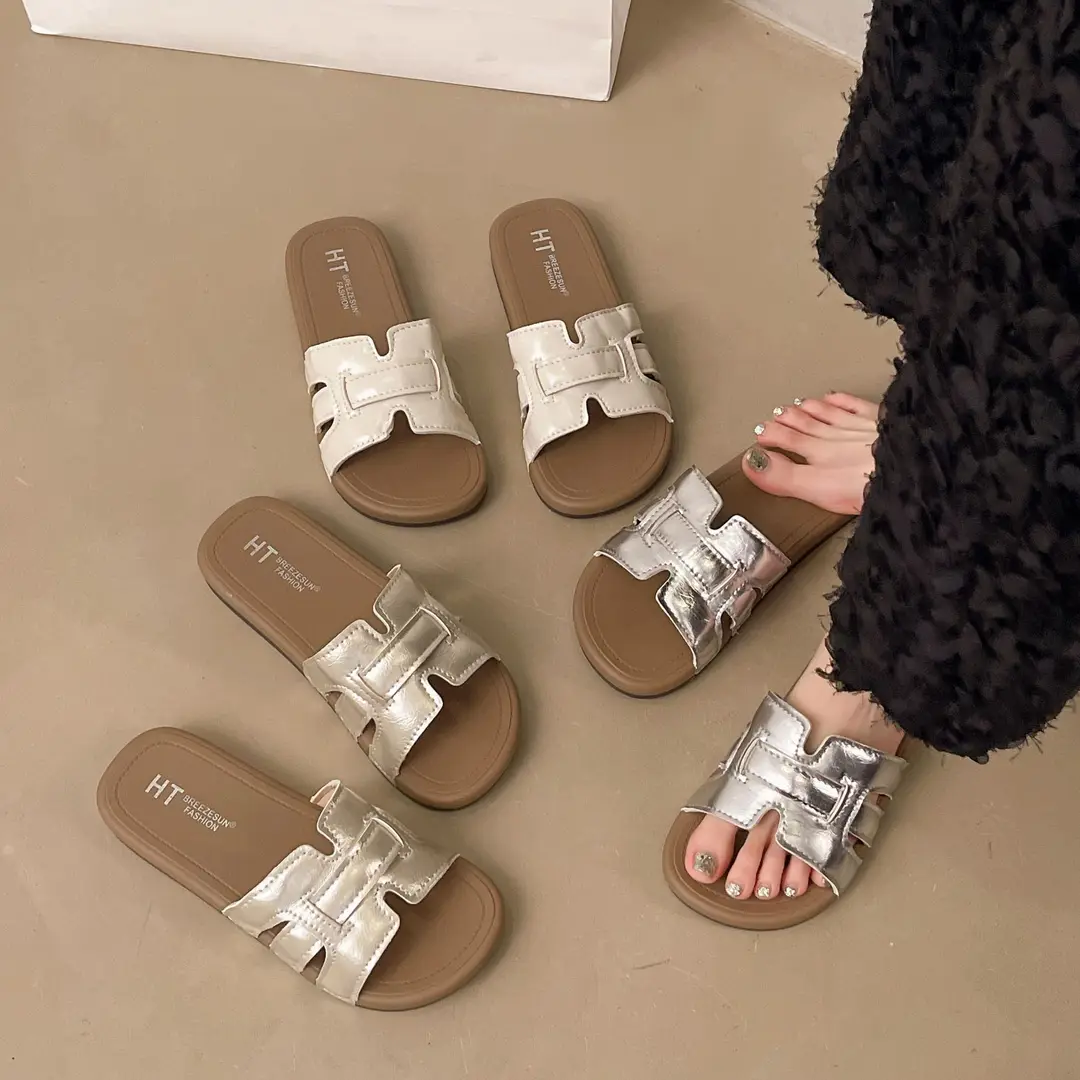 Retro summer women's slippers to go out, casual sandals flat, mule, high-quality style, internet celebrity — chobi 2