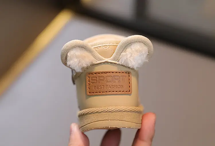 Baby snow boots, winter velvet cotton shoes, baby toddler shoes, children's baby shoes, Korean style milk tea ears — chobi 12