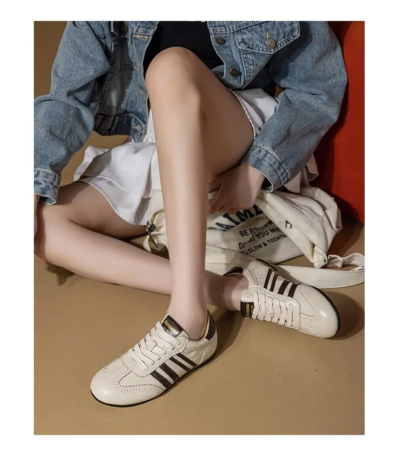 Autumn breathable GAT shoes, retro universal sneakers, women's style, autumn season 2026, trend of season, genuine leather, soft sole — chobi 2