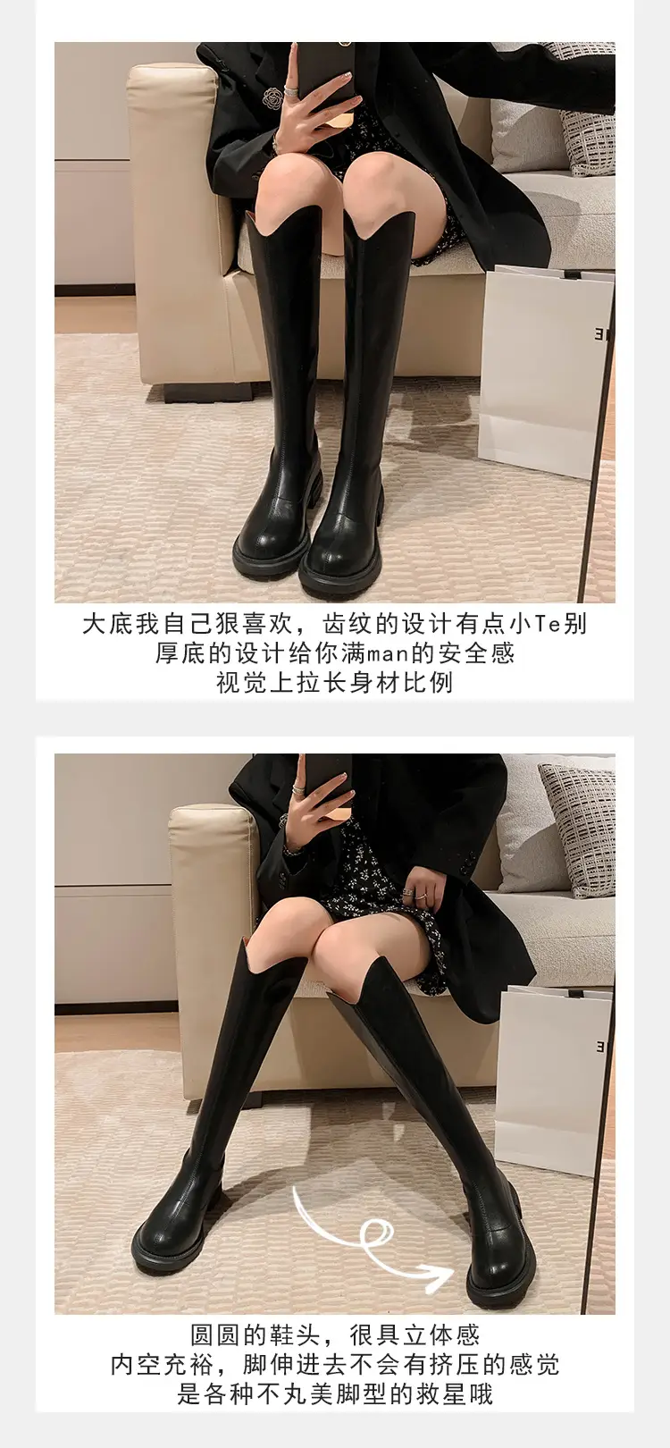 Denim demi-season high boots, visually slimming, genuine leather, 2023 — chobi 7