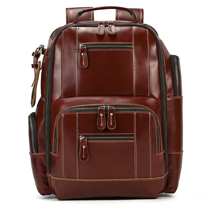 Leather backpack, men's capacious travel bag, one-shoulder bag — chobi 29