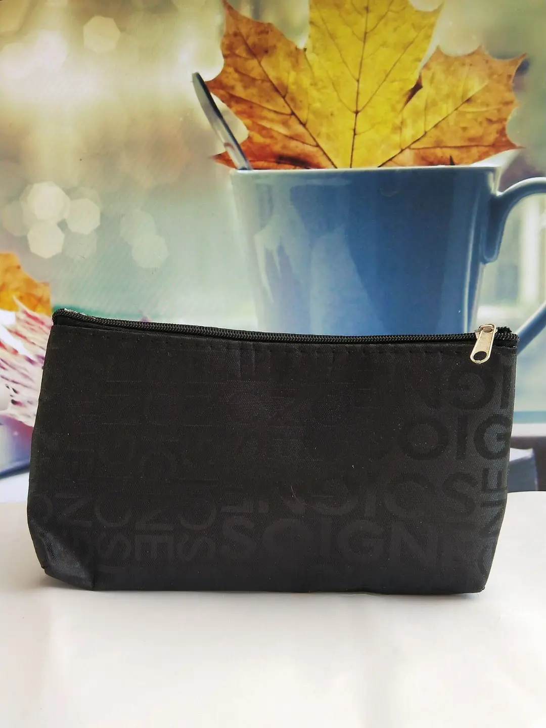 Korean style casual bag letter jacquard cosmetic bag horizontal style square hand cosmetic bag toiletry bag for women — chobi 14