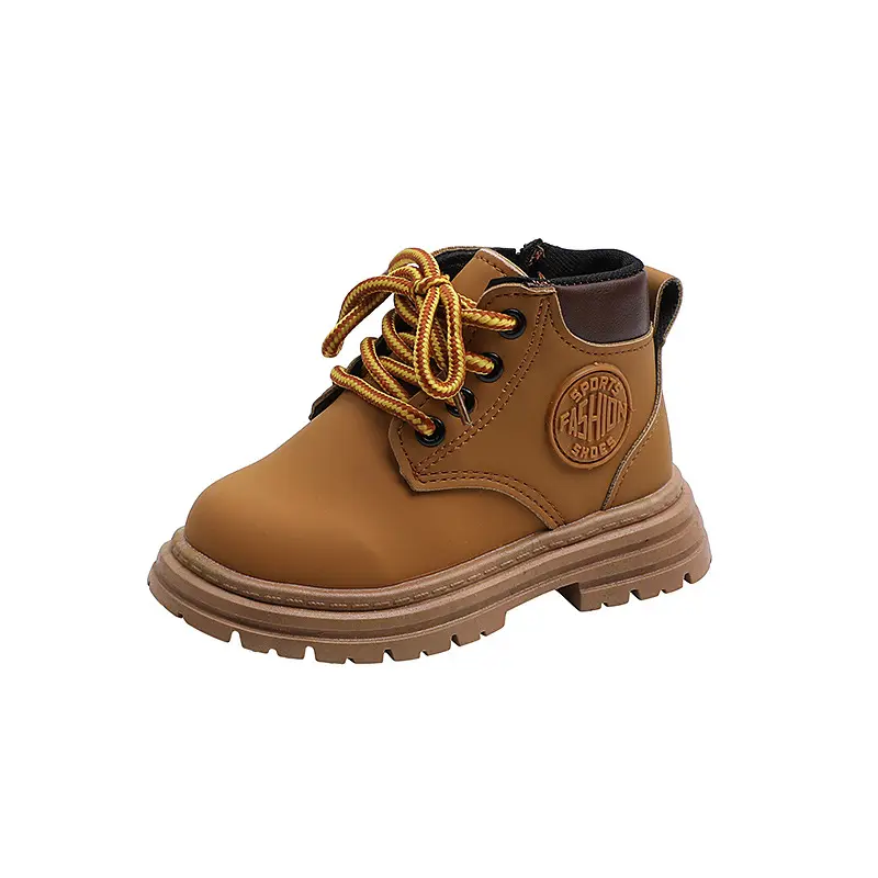 A piece of children Martin boots 2023 autumn and winter new girls wild yellow boots boys retro British style — chobi 22