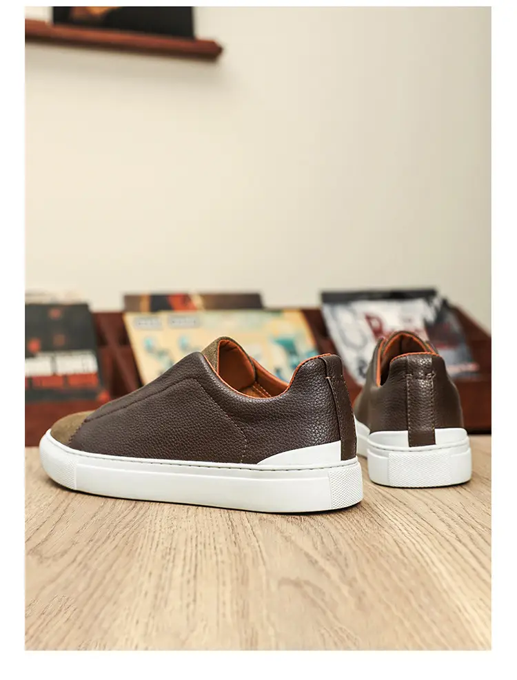 Leather casual universal shoes, fashionable trend loafers, European style, cowhide, Korean style — chobi 14