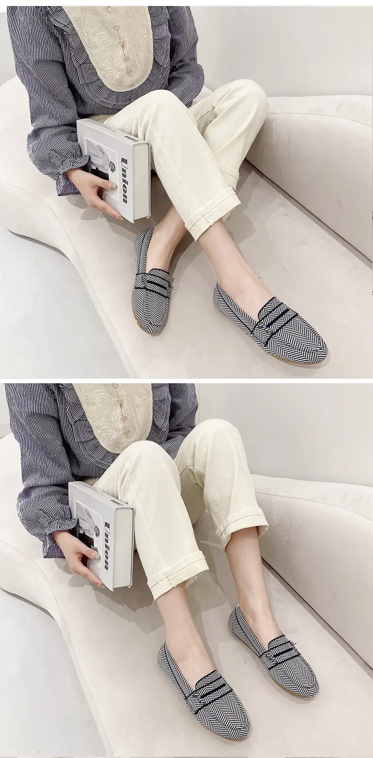(Cross-border trading), knitted woven shoes, casual loafers, Collection Year 2025, round toe, non-slip sole — chobi 12