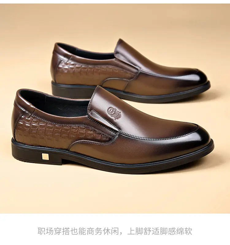 Men's human head, leather casual wedding shoes, crocodile print, genuine leather, cowhide — chobi 19