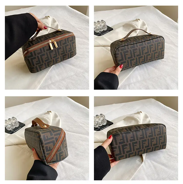 Capacious cosmetic bag for traveling, handheld waterproof retro organizer bag — chobi 15